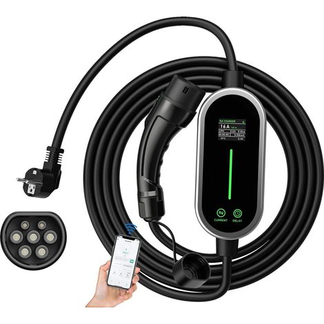 Chargeur EV Portable, Contrôle Intelligent par APP, Courant Ajustable, Type2 5M avec application (1/2)