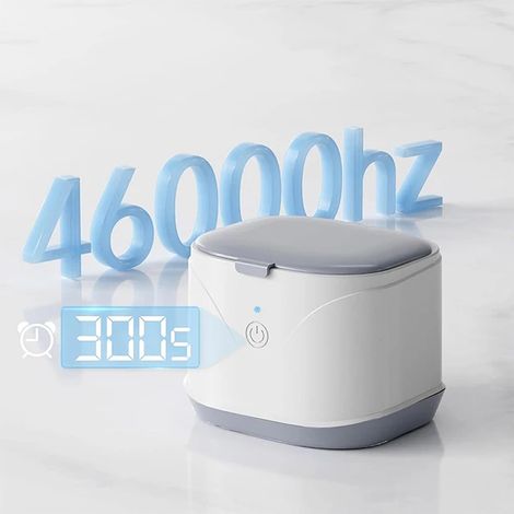 (Gris) Nettoyeur ultrasonique portable 46 kHz, adapté au nettoyage des appareils dentaires, des bagues, des montres, des bagues et autres bijoux. (1/5)
