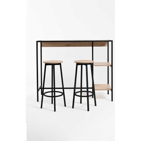 Mesas Bar - Set Bar Mesa Alta + 2 Taburetes Loku - Negro (1/5)
