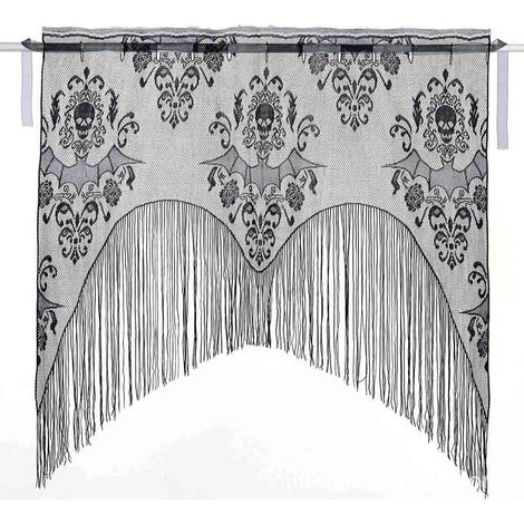 BEBUSINGOTO 6 Pcs Halloween Dentelle Crâne Fenêtre Rideau- Noir Gland Rideau De Porte pour Halloween Décorations De Fête À La Maison, Fournitures De Fête D'Halloween (1/5)
