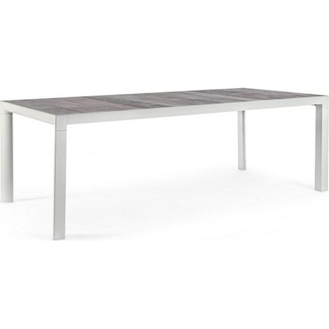 Tavolo rettangolare "Mason" con struttura in alluminio, piano in ceramica -220 x 100 cm / Lunar (1/5)