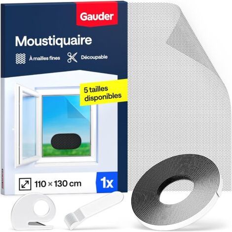 GAUDER Moustiquaire pour Fenêtre - Filet Anti-Insectes avec Bande Auto-Agrippante - Moustiquaire Adhésive pour Fenêtre - Auto-Adhésive et Sans Perçage (110 x 130 cm - Noir) (1/5)
