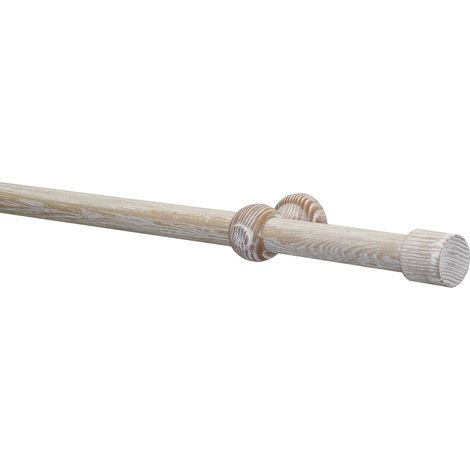 GARDINIA Set Bastone per Tende Shorty, 1 Corsia, Ø 25 mm, Shabby Chic, 160 cm, Rovere (1/3)