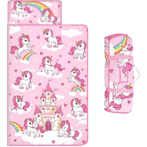 Sac de Couchage pour Enfants avec Oreiller Amovible et Couverture 15060cm,Licorne Rose (1/5)