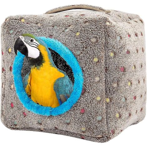 Grande cabane douillette pour oiseaux, dessus et dessous épais - Nichoir suspendu en peluche chaude pour l'hiver (1/5)