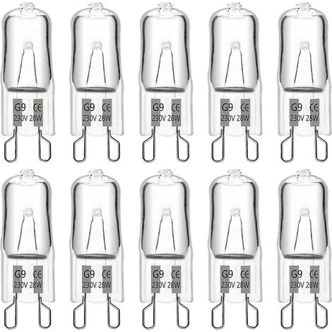 Ampoule halogène G9 28 W 230 V, 370 lm, 2700 K, blanc chaud, dimmable, ampoules capsules G9, pour lustres, éclairages extérieurs, appliques murales, éclairage de meubles, lot de 1 (1/5)