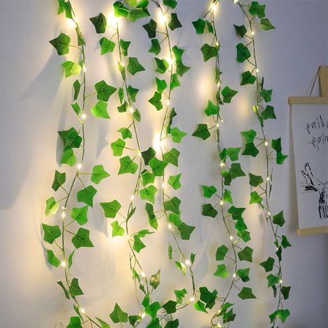 Guirlande De Vigne Artificielle - 100 Led Blanc Chaud - 32 Pieds - Pour Décoration Murale Intérieure Bureau Jardin Mariage (1/5)