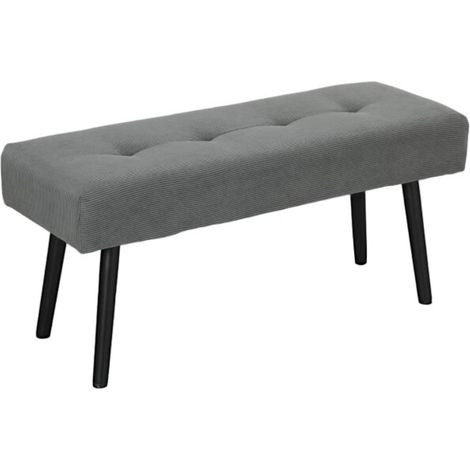 Banc rembourré velours côtelé capitonné pieds métal 100x36x45 cm gris entrée chambre salon rangement chaussures (1/5)