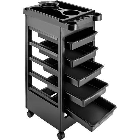 Carrello per Parrucchieri con 5 Cassetti e Ruote – Trolley per Salone di Bellezza, Organizer per Strumenti Make-up, Postazione per Parrucchiere, Porta-attrezzi per Saloni e Spa
