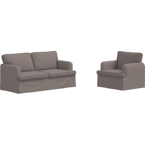 Ensemble de Canapés 2 pcs Salon de jardin Taupe 162 x 80 x 85 cm tissu (1/5)