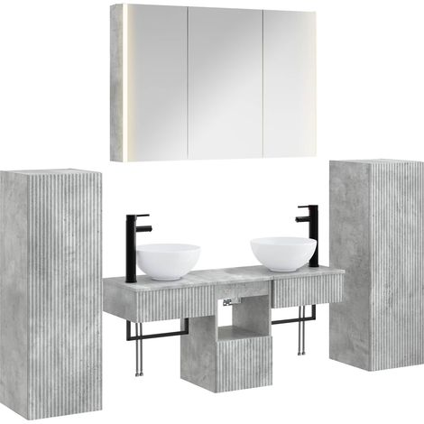 Bathroom Furniture Set 6 pcs Concrete Grey vidaXL (1/5)