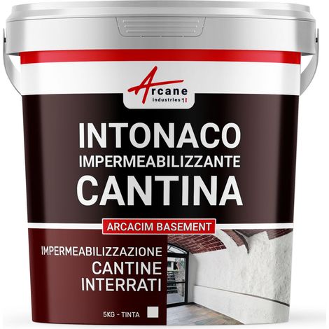 Intonaco idrorepellente per interni: cantine, seminterrati, garage - ARCACIM BASEMENT - 5 kg Bianco - ARCANE INDUSTRIES (1/5)