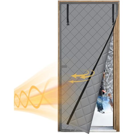 Rideau de porte magnétique à isolation thermique en tissu Oxford avec coton épais imperméable, coupe-vent et insonorisant pour garder au chaud (90 x 210 cm) (1/5)