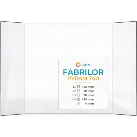 Vitre Fabrilor PYRAM 740 - Verre Prismatique pour insert - (130 + 420 + 130) x 430 mm (L2+L1+L3 x H1) - 4 mm