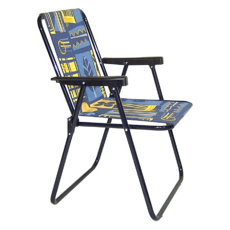 Idroweb – Fauteuil de jardin en acier et polycoton – Coussin motifs assortis – Dimensions 57x53x80 cm – Confort optimal pour plage et jardin