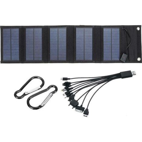 Faltbares 70-W-Solarpanel-Ladegerät mit 5-V-Gleichstromausgang (10 Anschlüsse) und USB-Anschluss, tragbare Powerstation (1/5)