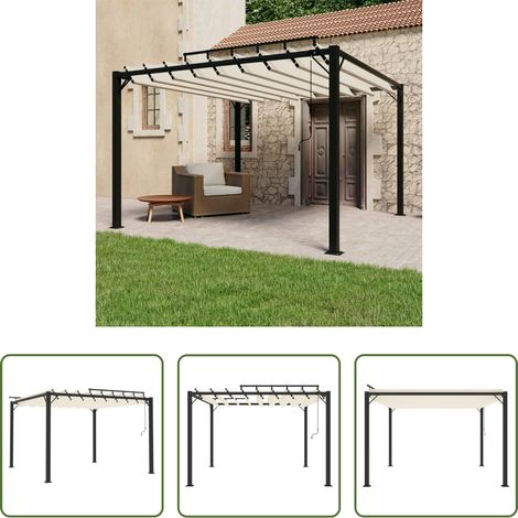 vidaXL Abri extérieur - Tonnelle avec toit à persienne 3x3 m Crème Tissu et aluminium (1/5)