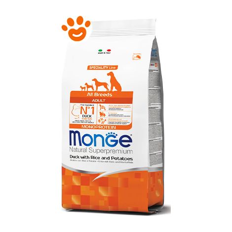 Monge Dog Natural Superpremium All Breeds Puppy &amp Junior Anatra, Riso e Patate  - Sacco Da 12 Kg