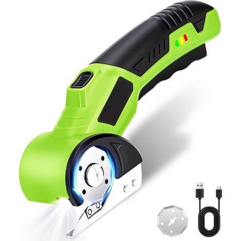 LOLLANDA Coupe-cartons électrique sans fil-Ciseaux à lame rechargeable-Outil de coupe automatique robuste-Conçu pour la découpe de cartons,de carton,vert (1/5)