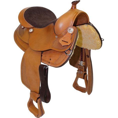 16", naturale: Sella western da barrel Triple S in cuoio con sottopancia