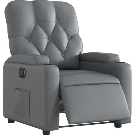 Poltrona relax TV con comodissima funzione reclinabile elettrica in PVC grigio DEC028373
