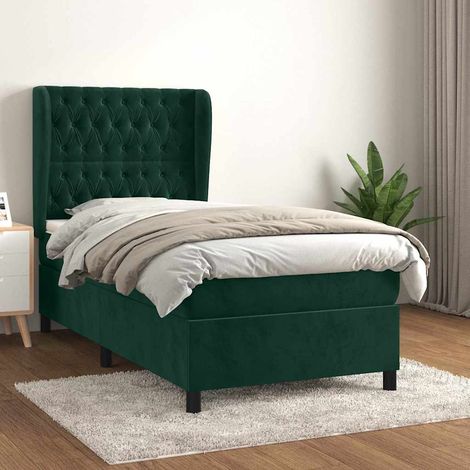 vidaXL Sommier à lattes de lit avec matelas Vert foncé 90x200 cm (1/5)