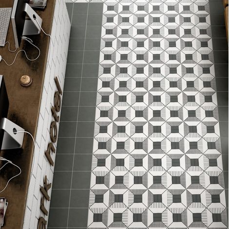 Aelle - Carrelage sol / mur effet ciment 20x20 cm CAPRICE DECO BLOCK B&W - Vendu par boîte de 1 m² (1/2)