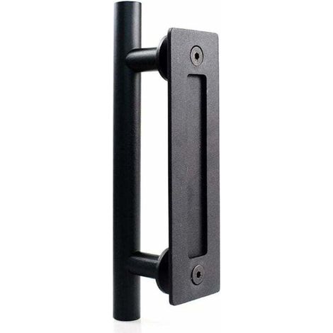 ZVD Poignée - Noir de porte coulissante en acier inoxydable, poignée de porte de grange coulissante - Poignée ronde simple (1/4)