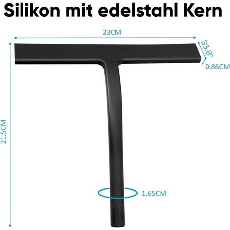 Tergivetro in silicone per doccia, tergivetro per finestre, tergivetro per bagno, tergivetro in silicone per doccia, bagno, specchio, pulizia di finestre, piastrelle (nero) (1/2)