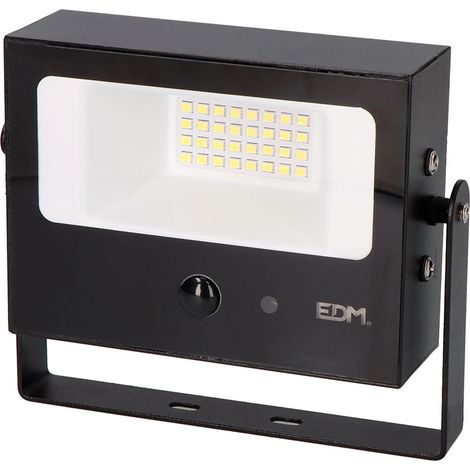 Foco proyector solar auto basculante, 10 w, 1800 lm, 6500 k, con sensor movimiento, negro