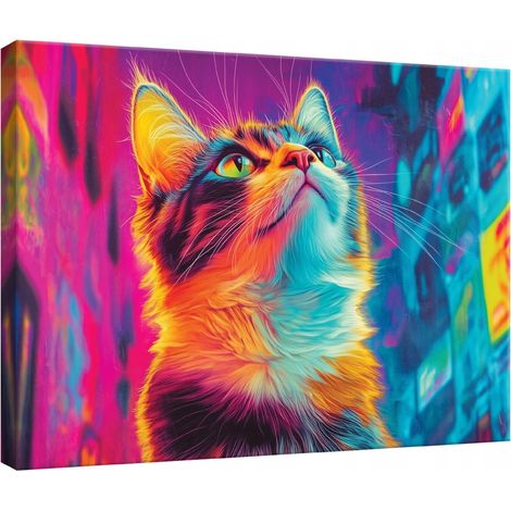 Peinture Murale sur toile chat abstrait pour chambre d'enfant 40x30 (1/3)