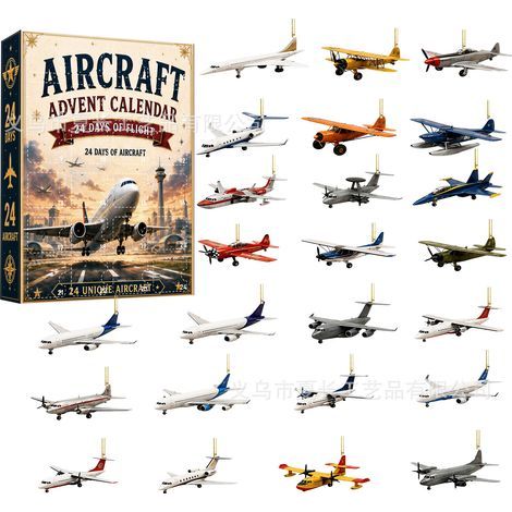 Weihnachts-Überraschungsbox im Retro-Flugzeug-Design, Adventskalender, Geschenkset, Sammler-Weihnachtsdekoration (1/5)