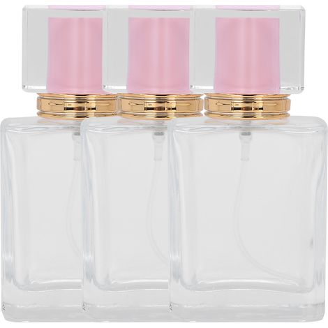 Flacon vide rechargeable 50ml en verre transparent vaporisateur rose parfum (1/5)
