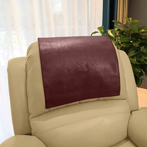 Housse d'appui-tête antidérapante en cuir synthétique pour fauteuil inclinable et canapé, protecteur de tête pour maison et bureau, 43,18 x 68,58 cm, bordeaux (1/3)