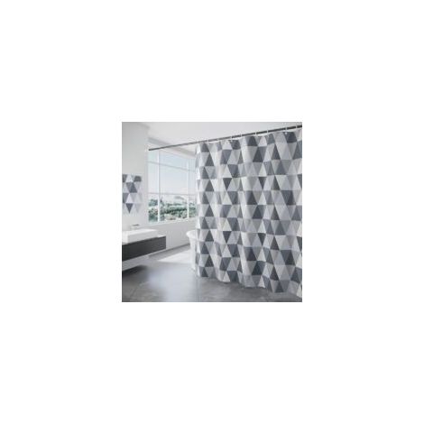 Cortina de ducha de poliéster, 180 x 200 cm, impermeable y resistente al moho, lavable, con estampado triangular.