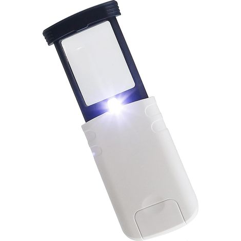 Loupe de poche extensible 4X avec éclairage LED – Loupe de poche portable avec étui coulissant pour lire, observer bijoux, pièces de monnaie et timbres – Blanc