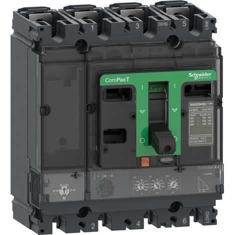 Schneider C10B42D100 Compact nsx100b - interruttore automatico - Micrologic 2.2 100 A - 4 poli 4 dispositivi - 25 kA - fisso