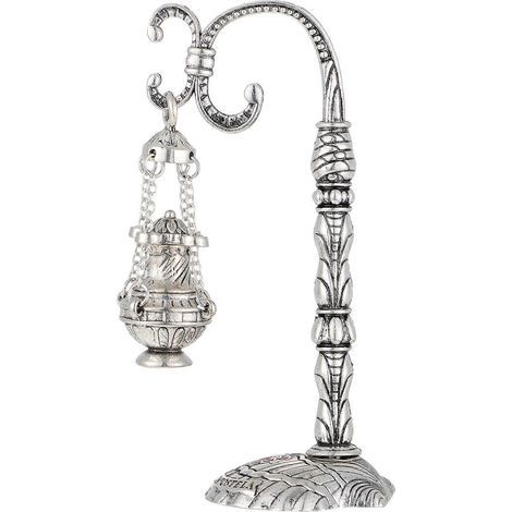 Kreuzförmiger Weihrauchbrenner (1 Stück), religiöses Weihrauchgefäß, Ornament für den Kirchenofen – 11 x 4 cm – Silber (1/2)