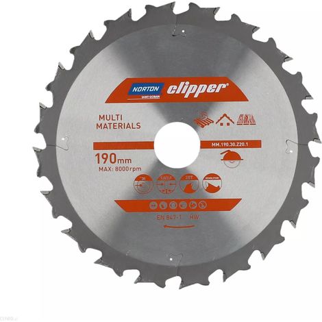 Norton piła tarczowa 190mm x 30mm x 20z demolizione multi materiale (3,0/2,0)
