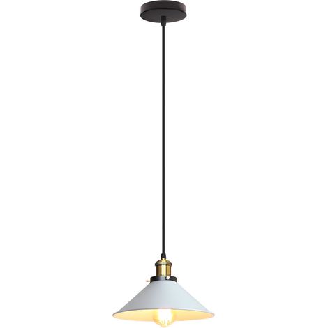 Lustre Suspension Industriel E27 Lustre Plafonnier en Forme Chapeau Lampe à Suspension Réglable Blanc - 1Pcs (1/5)