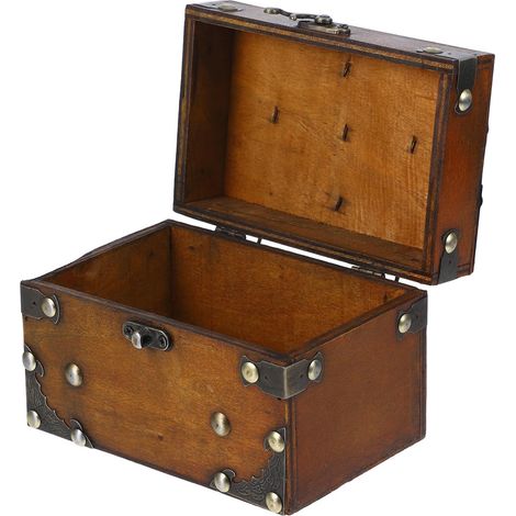 Coffret à Bijoux Vintage en Bois Marron Multifonctionnel, Boîte de Rangement Décorative Rétro pour Colliers et Bibelots, Grand Coffre au Trésor pour Maison et Présent (1/5)