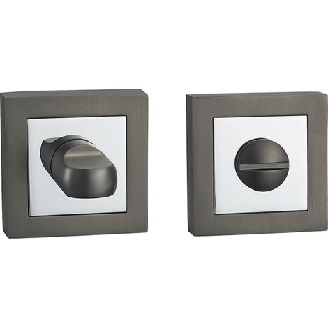 Condena roseta cuadrada Zamak grafito cromo brillo 50mm bloqueo puerta (1/2)