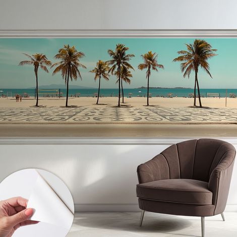 Fotomurale adesivo - Carta da parati adesiva - per la cucina camera da letto per la soggiorno - Palme sulla spiaggia 250x104 cm (1/5)