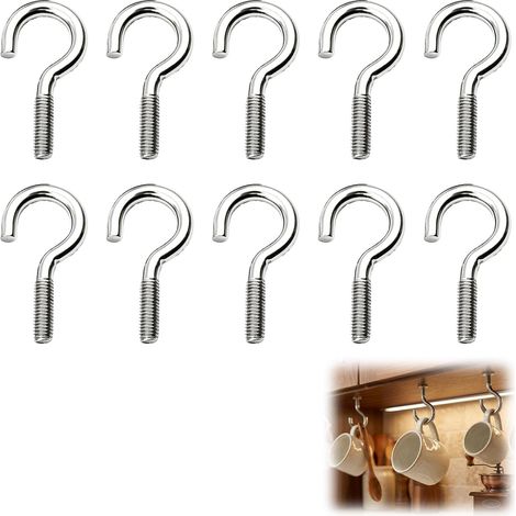 Crochet à Vis en Acier Zingué – Crochet Bois Multi-Usage, Résistant à la Rouille, Idéal Maison et Extérieur DIY (M6 x 60 mm, Pack of 10) (1/5)