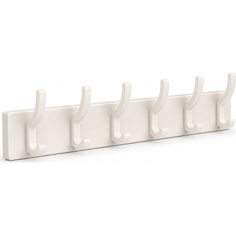 Appendiabiti da parete adesivo a 6 ganci per bagno bianco (1/5)