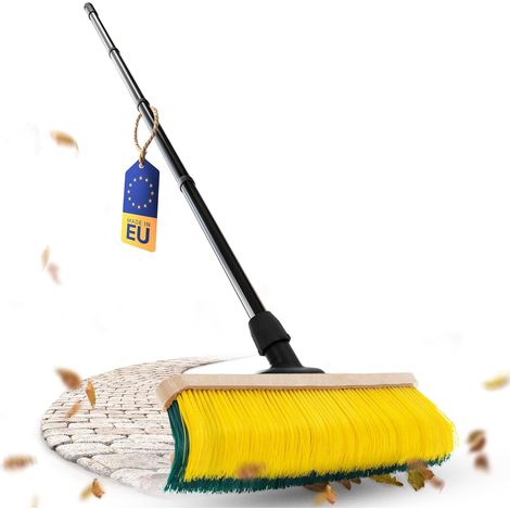 Balai à griffes Novaliv avec manche 60 cm, balai spécial à poils courbés - idéal comme balai de jardin, balai grattoir, balai pour gazon artificiel,