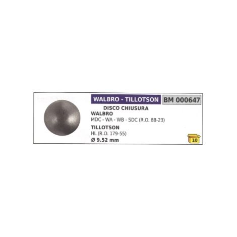 Disco de bloqueo WALBRO-TILLOTSON motosierra MDC - WA - WB - HL Ø  9,52 mm 000647