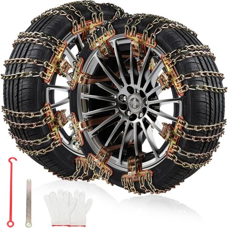 8 Stück Schneekette, Universal-Auto-Schneekette, 215–285 mm breite Reifenketten, Winter-Sicherheitsketten für Reifen (gelb)