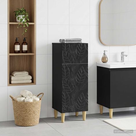 Beyamis Meuble de rangement de salle de bain noir 30 x 31 x 80 cm (1/5)