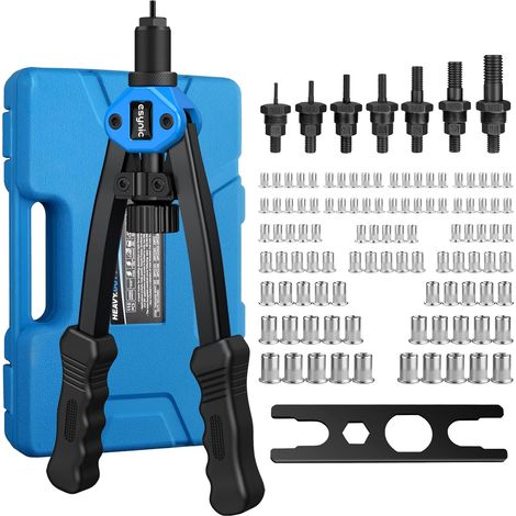 13 Inch Rivet Gun with 100 Interchangeable Nuts M3 M4 M5 M6 M8 M10 M12 Rivet Pliers Insert with Carry Case (1/5)